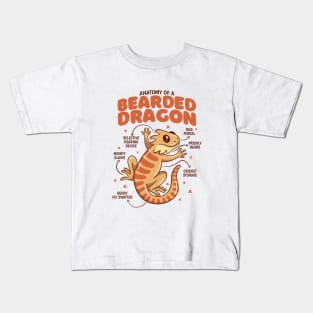 Anatomy of a Bearded Dragon Awesome Pogona Reptile Lover Kids T-Shirt